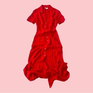 Vtg Silk Midi Dress